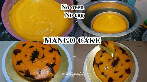 Suji Mango Cake Eggless Mango Cake Without Oven Curd Condensed Milk