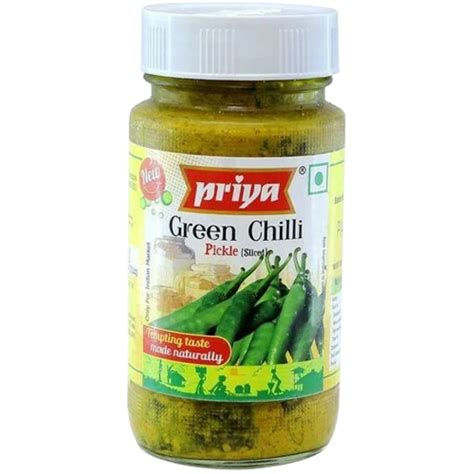 Priya Green Chilli Sliced Pickle Without Garlic 300 Gm Expiry Date Aug 2025 Lazada Singapore