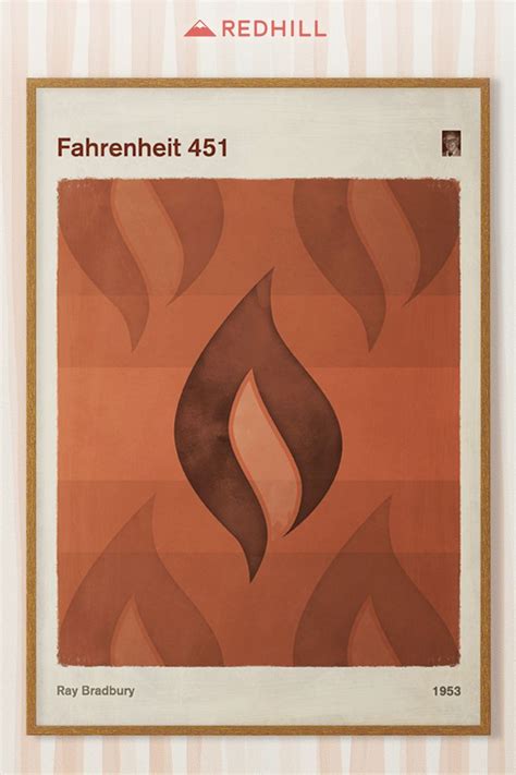 Ray Bradbury Fahrenheit Literary Book Cover Poster Etsy