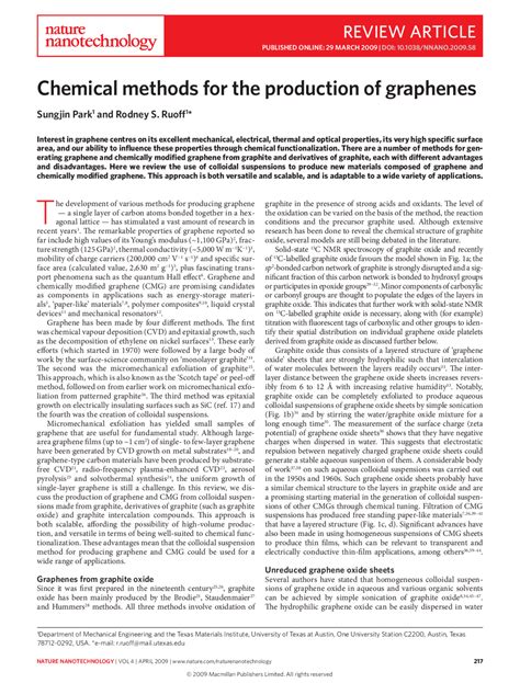 Chemical methods for the production of graphenes - chemical methods for ...