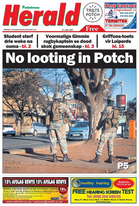 Potchefstroom Herald July 15 2021 Newspaper Get Your Digital