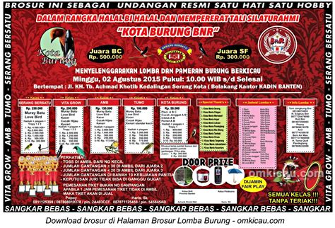 Agenda Lomba Burung Berkicau Minggu Agustus Om Kicau