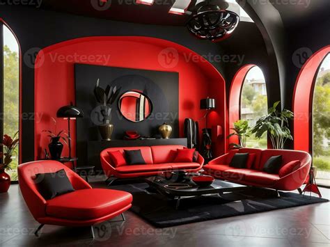 Red and black color interior of a house, Generate AI 30758553 Stock Photo at Vecteezy