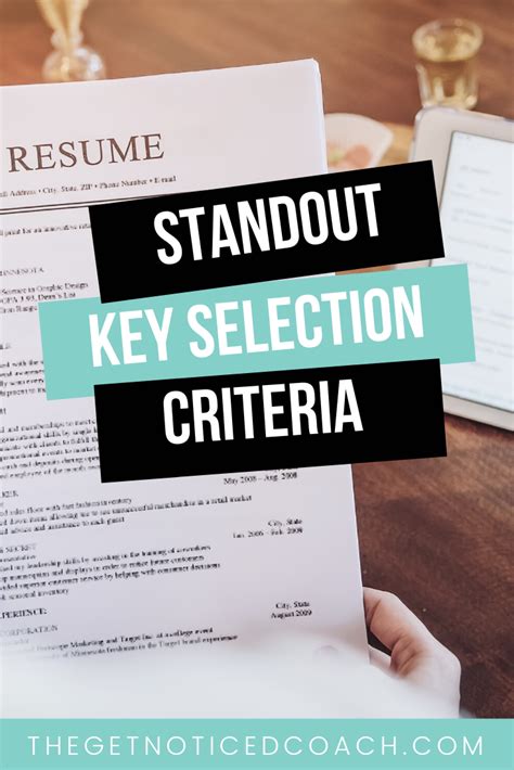 Stand Out Key Selection Criteria The Get Noticed Coach