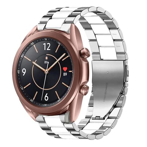 Samsung Galaxy Watch 3 41mm stalen band (zilver/wit) - Smartwatchbanden.nl
