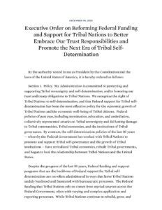 Executive Order On Reforming Federal Funding And Support For Tribal