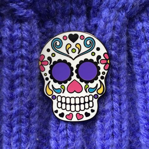 Day Of The Dead Sugar Skull Enamel Pin Lapel Pin Sugar Etsy