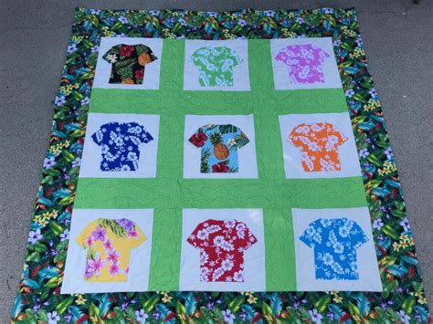 One Of A Kind Hawaiian Shirt Patchwork Quilt Etsy