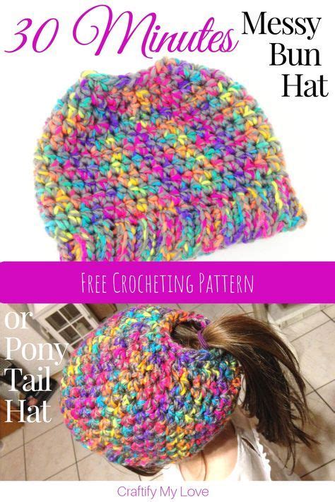 30 Minute Messy Bun Hat Free Crochet Pattern Artofit