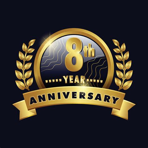 8th Anniversary Golden Logo Eighth Anniversary Year Badge With Number