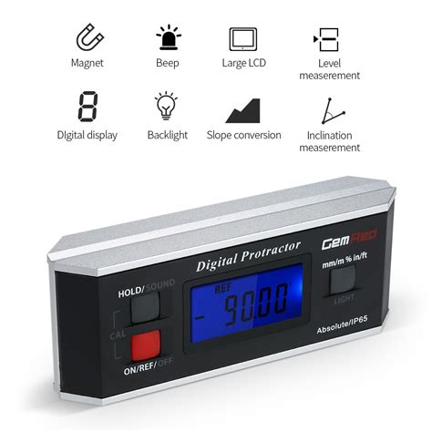 GemRed IP65 Angle Gauge Digital Protractor Inclino Grandado