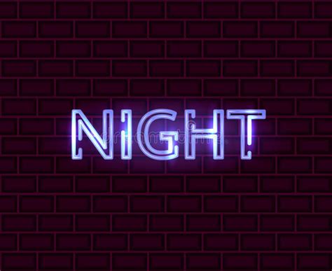 Brick Wall With Night Neon Lettering Vector Illustration Stock Vector