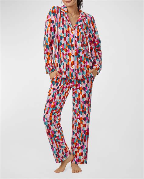 Trina Turk X Bedhead Pajamas Geometric Print Long Jersey Pajama Set