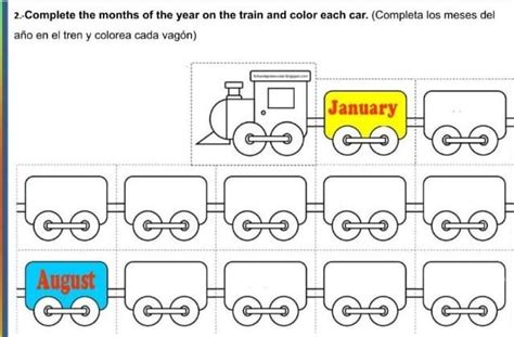 Completa Los Meses Del A O En El Tren Y Colorea Cada Vag N Brainly Lat