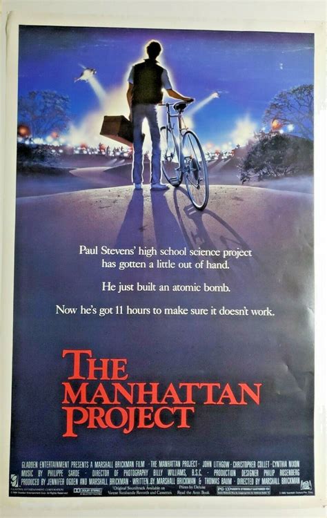 1986 Original Manhattan Project Movie Theater Poster 20th Century Fox 183 - 1980-89