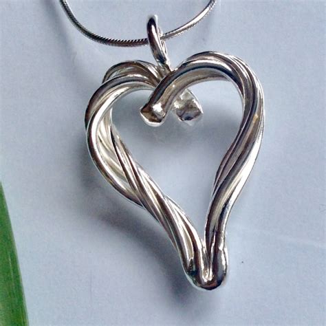 Entwined Fine Silver Heart Pendant Necklace Etsy New Zealand