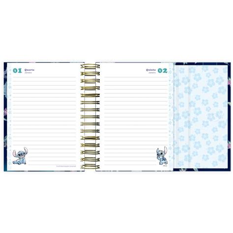 Agenda diária 2025 aba Stitch Disney 176 folhas 2514674 Spiral Ds