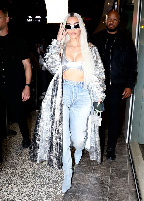 Kim Kardashian Rocks A Silver Bikini Top On Same Day Ex Pete Davidson
