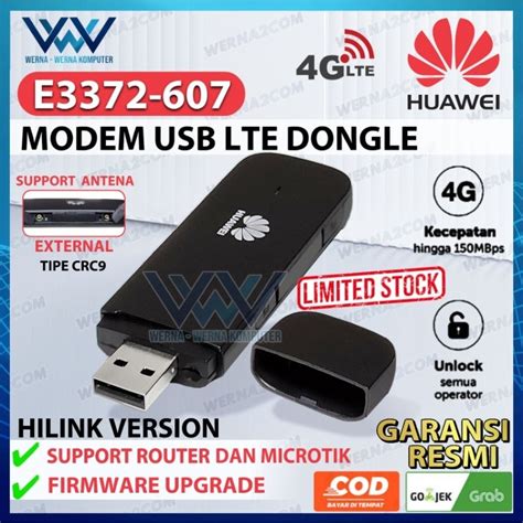 Jual MODEM USB DONGLE 4G LTE E3372 607 HUAWEI Support All Operator