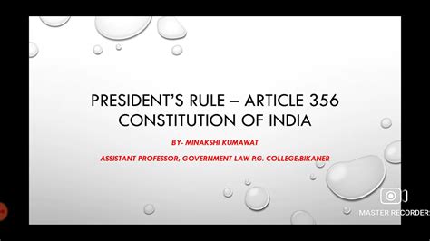 President S Rule Article Part Constitution Of India Youtube