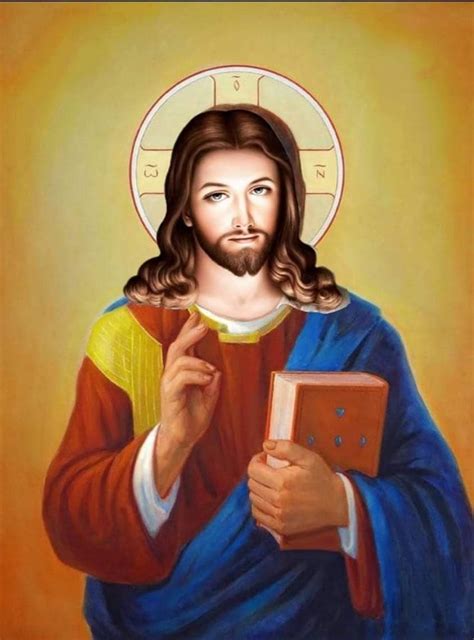 A Painting Of Jesus Holding A Book