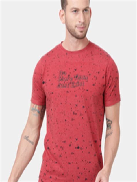 Buy T Base Men Red Printed Round Neck Pure Cotton T Shirt Tshirts For