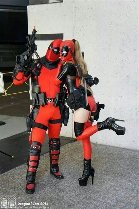 Deadpool And Female Deadpool Couples Halloween Outfits Cute Couple Halloween Costumes