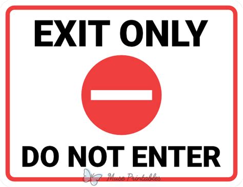 Printable Exit Only Do Not Enter Sign