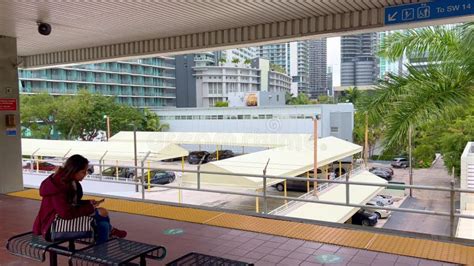 Metromover Station in Miami Downtown - MIAMI, UNITED STATES - FEBRUARY ...