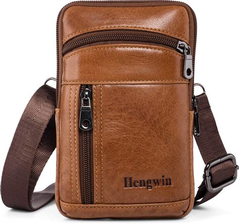 Hengwin Herren Schultertaschen Leder Umhängetasche Kleine Handytasche