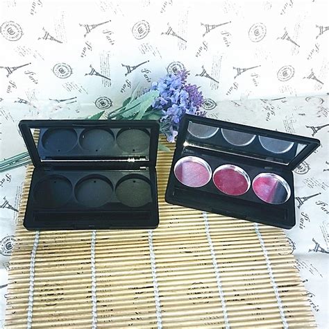 20pcslot Plastic Empty Eyeshadow Case 3 Grids Round Jar Aluminum