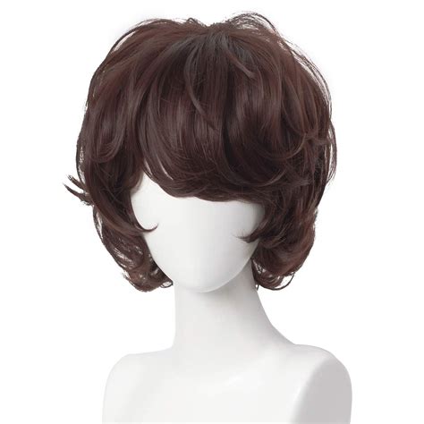 Alacos Short Brown Curly Wig For Man Tubbo Wig Cosplay