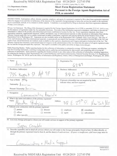 Fillable Online Received By Nsd Fara Registration Unit