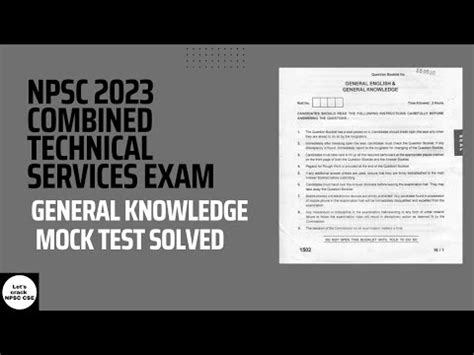 NPSC Combined Technical Services 2023 Exam General Knowledge Mock