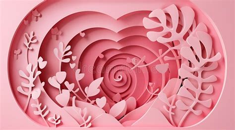 Three Dimensional Paper Cut Wind Pink Surround Love Background