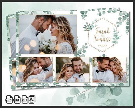 Wedding Photo Booth Template Eucalyptus Photobooth Boho Greenery Frame