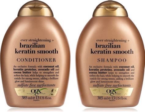 Ogx Shampoo And Conditioner Ever Straightening With Brazilian Keratin Smooth 385ml Pack Of 2 Buy