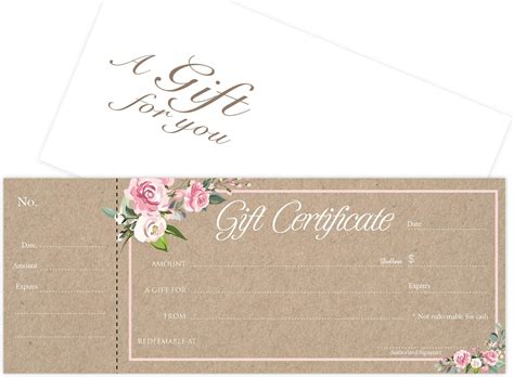 Amazon Blank Gift Certificates Set Rose Kraft Image Gift