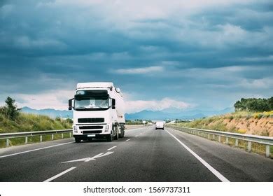 Truck Highway Sunset Transportation Background Stock Photo 163311605