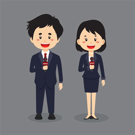 Couple of Reporters Characters 1895810 Vector Art at Vecteezy