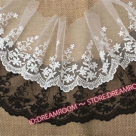 Bf Cm Yard Embroidered Tulle Lace Trim Ribbon For Dress Veil