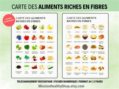 Tableau Visuel Des Aliments Riches En Fibres Carte Des Fibres