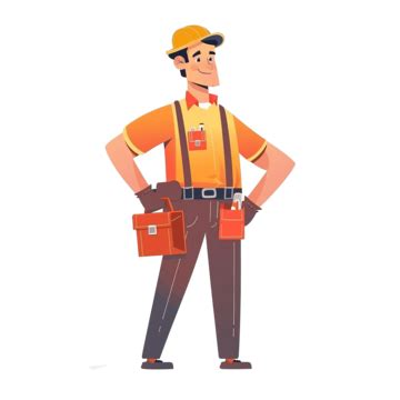 Maintenance Technician Semi Flat Color Character Cartoon Flat Design