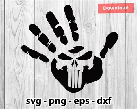 Skull Hand Print Svg Png Dxf Eps Instant Download for Print - Etsy