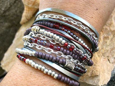 Dazzling Chic Endless Leather Wrap Beaded Bracelet Roll Tide