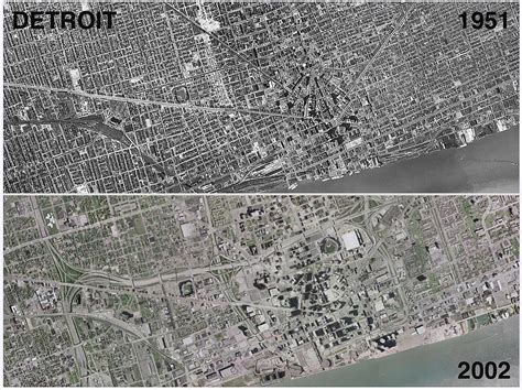 Detroit before and after the construction of freeways and “urban ...