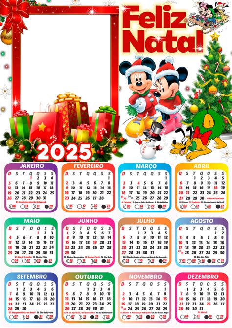 Calendário 2025 Feliz Natal Mickey E Minnie Png Imagem Legal