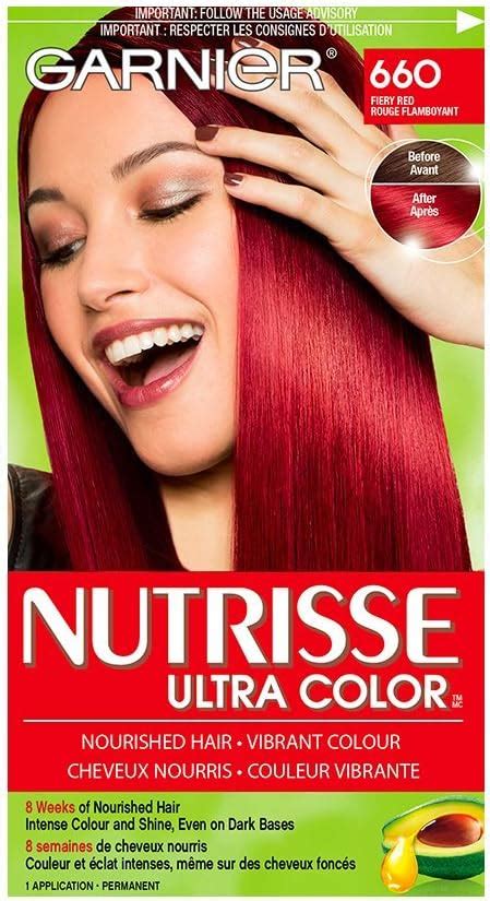 Garnier Nutrisse Ultra Color Permanent Hair Dye 660 Fiery Red Vibrant Colour Silky And