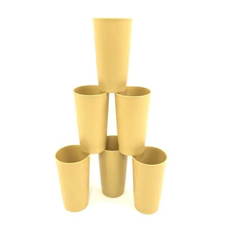 Vintage Set 6 Tupperware Harvest Gold 12 Oz Tumblers Cups 873 7633 £18