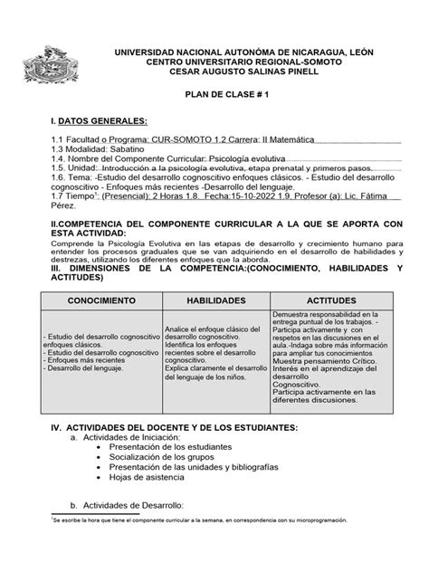 Planes De Clase Pdf Pensamiento Aquisición De Idioma